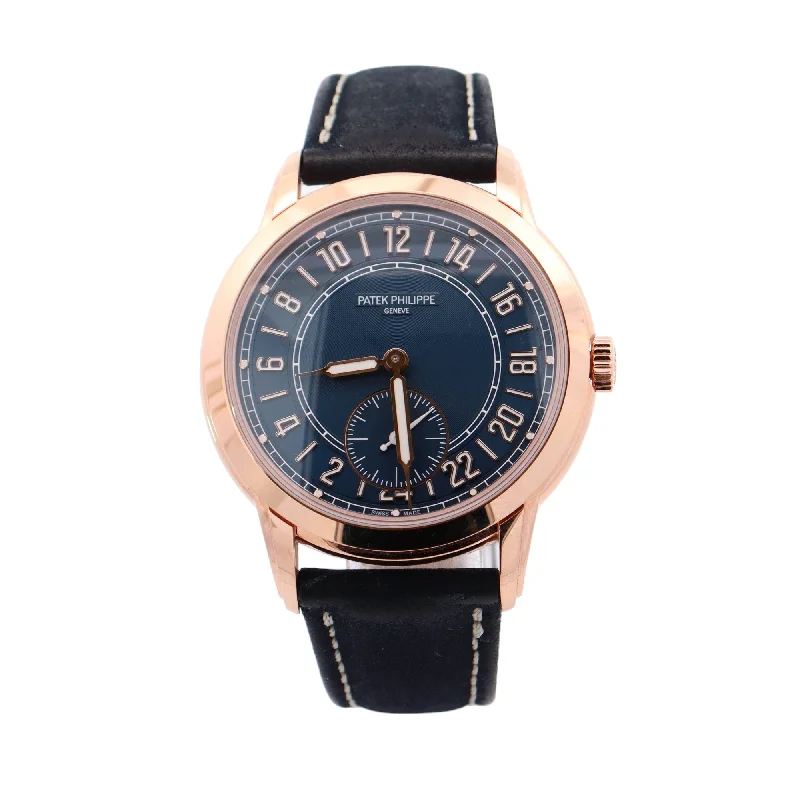 Patek Philippe Complications Rose Gold 42mm Blue Arabic & Stick Dial Watch Reference #: 5224R-001