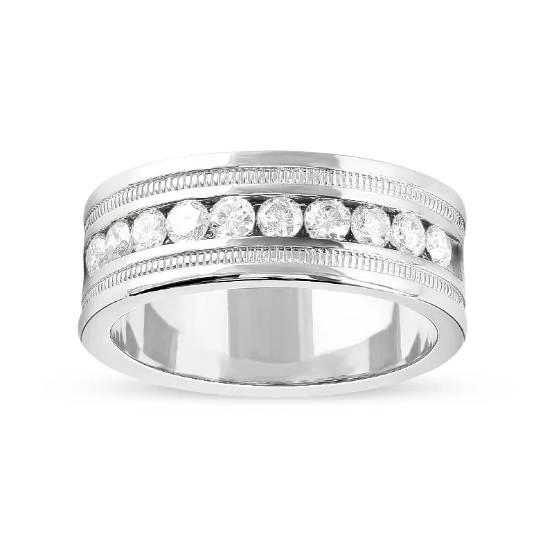 De Couer 14k White Gold Men's 1 1/10ct TDW Diamond Wedding Band