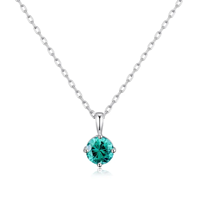 Sterling Silver December (Blue Topaz) Birthstone Necklace Created with Zircondia® Crystals