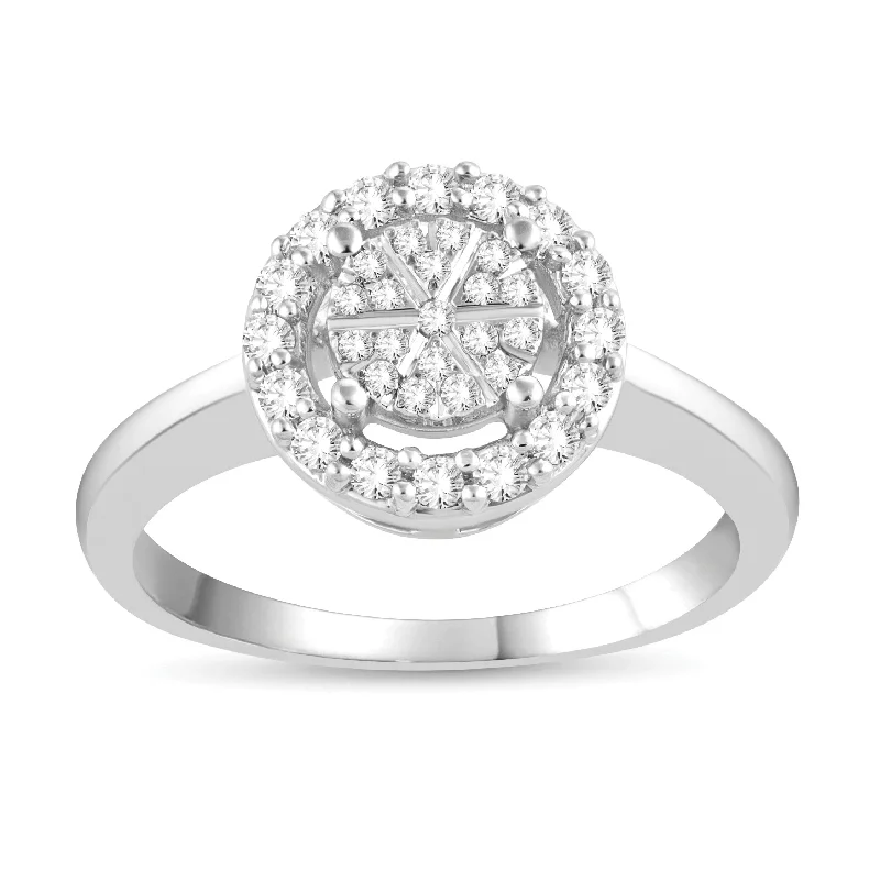 Martina Solitaire Look Halo Ring with 1/4ct of Diamonds in Sterling Silver