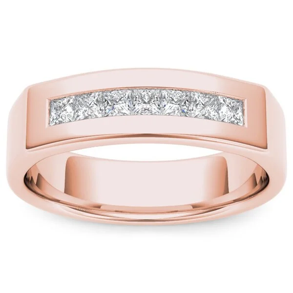 De Couer 14k Rose Gold 1/2ct TDW Diamond Men's Wedding Band - Pink