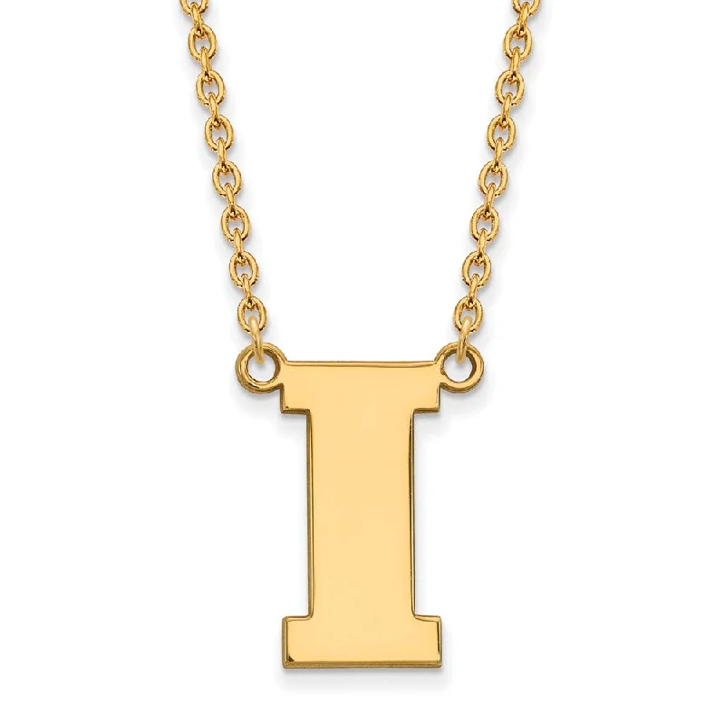 14k Gold Plated Silver U of Iowa Large Initial I Pendant Necklace