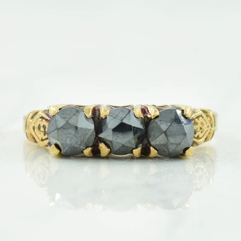 Three Stone Hematite Ring | 1.32ctw | SZ 4.5 |