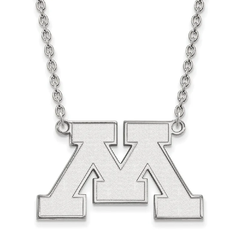 Sterling Silver U of Minnesota Large Initial M Pendant Necklace