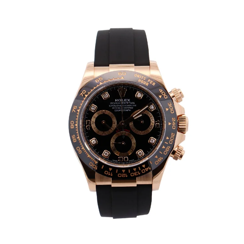 Rolex Daytona 40mm Yellow Gold Black Diamond Dial Watch Reference #: 116518LN