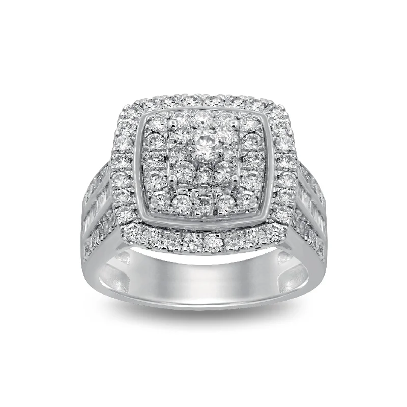 Sterling Silver Brilliant Square Look Ring with 2.00ct of Diamonds