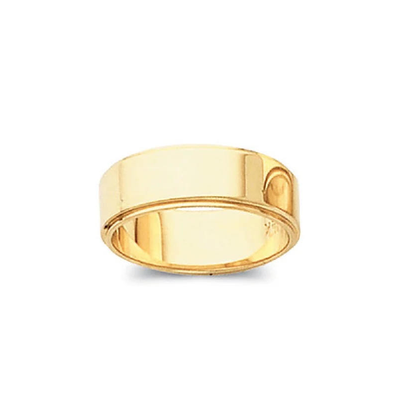 4mm Flat Ridged Edge Wedding Band in 14k Yellow Gold