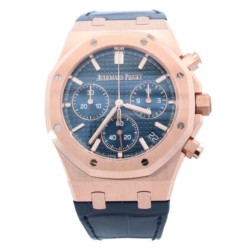 Audemars Piguet Royal Oak 41mm Rose Gold Blue Chronograph Dial Watch Reference# 26240OR.OO.D315CR.02