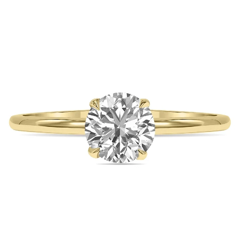 Marquee Lab Grown Certified 1 Carat Diamond Solitaire Ring in 14K Yellow Gold (I-J Color, I1-I2 Clarity)