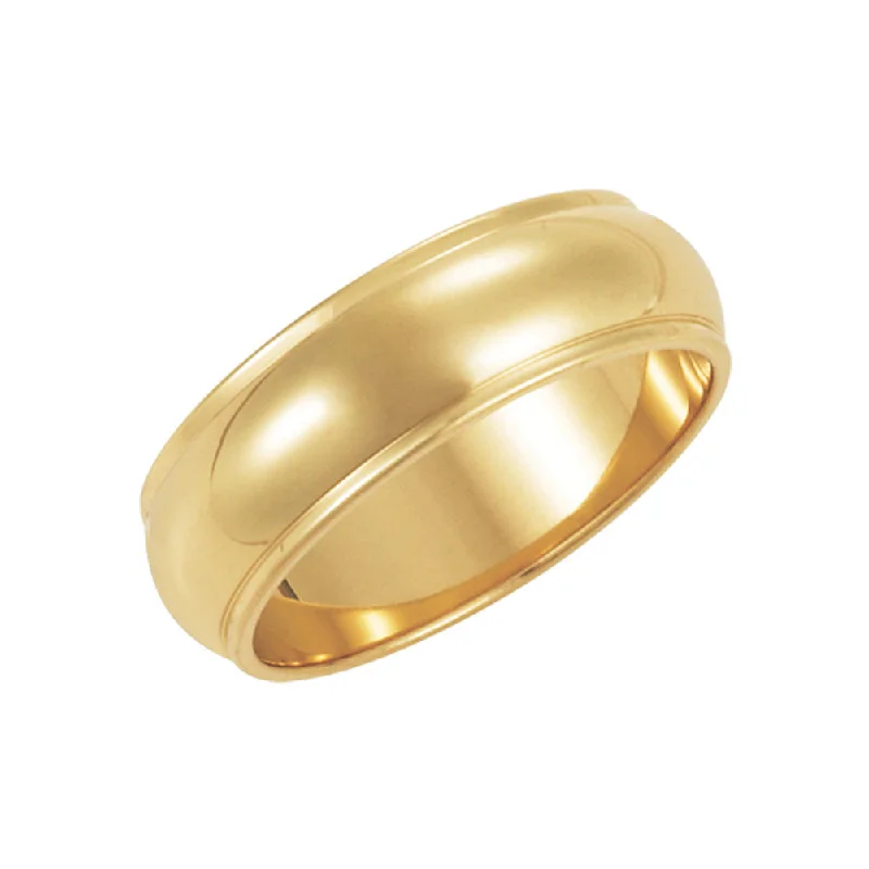 6mm Half Round Ridged Edge Band in 14k Yellow Gold