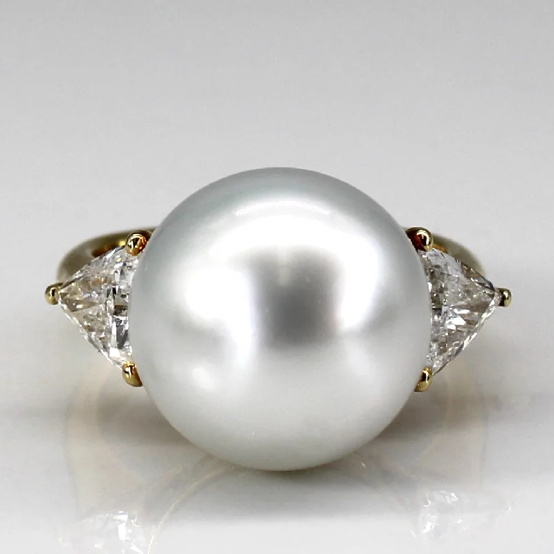 Diamond & Pearl 18k Ring | 0.94ctw | SZ 6 |