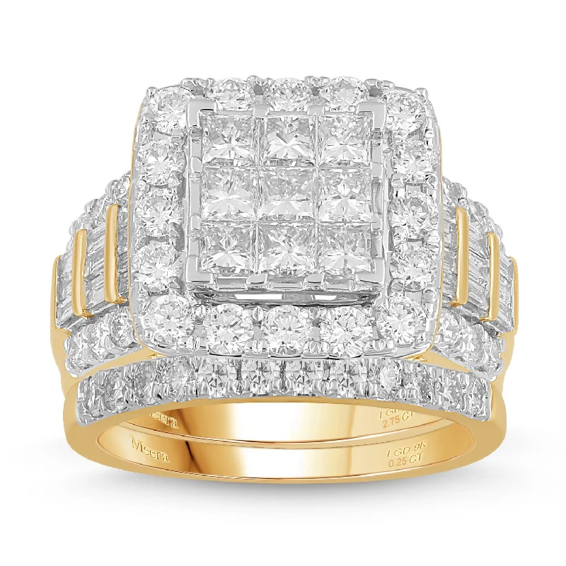 Meera Invisible Princess Ring with 3.00ct of Laboratory Grown Diamonds in 9ct Yellow Gold