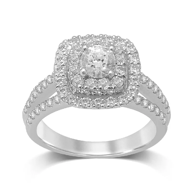 18ct White Gold 1.20ct Diamond Square Look Ring