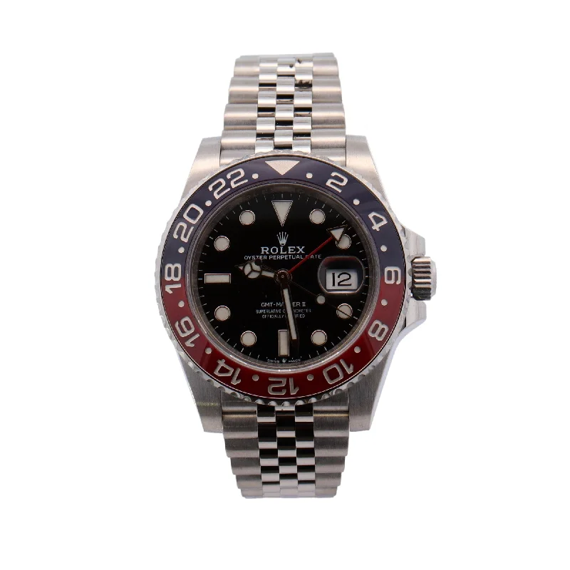 Rolex GMT Master II Stainless Steel "PEPSI" 40mm Black Dot Dial Watch Reference #: 126710BLRO