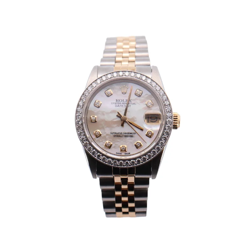 Rolex Datejust Two-Tone Yellow Gold & Stainless Steel 31mm Champagne Stick Dial Watch Reference #: 68273