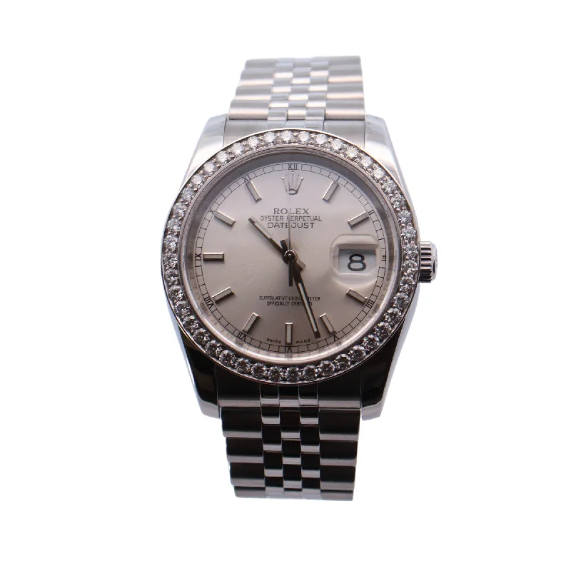 Rolex Datejust Stainless Steel 36mm Silver Stick Dial Watch  Reference #: 116234