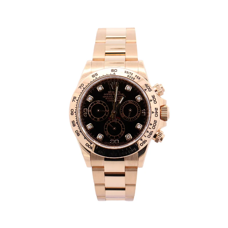 Rolex Daytona Yellow Gold 40mm Black Diamond Dot Dial Watch Reference #: 116508