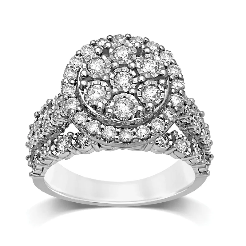 Sterling Silver 1.00ct of Diamonds Halo Ring