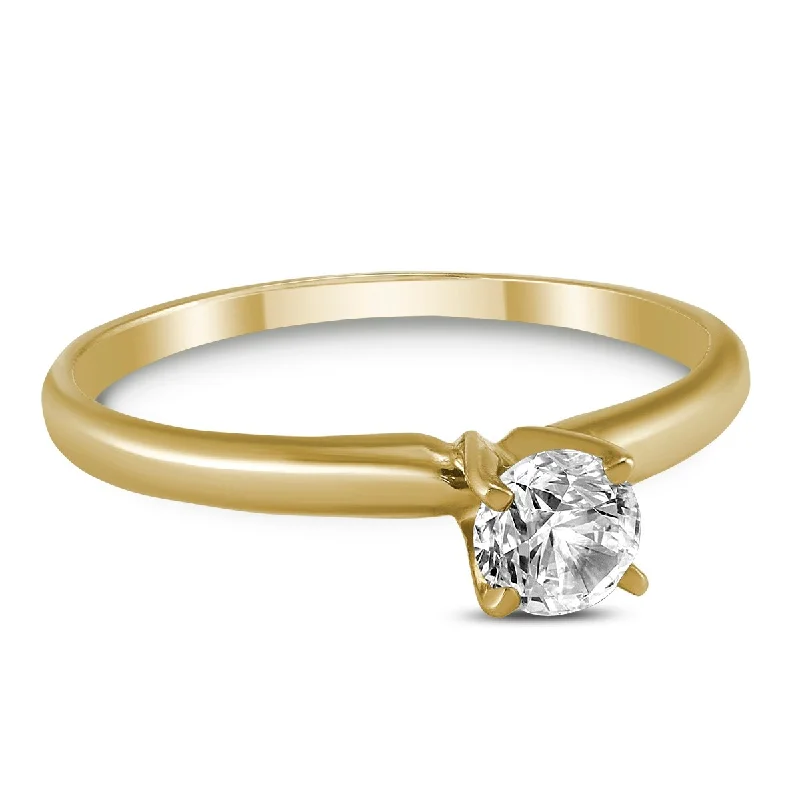 Marquee Certified (J-K Color, SI1-SI2 Clarity) 1/3 Carat Round Diamond Solitaire Ring in 14K Yellow Gold