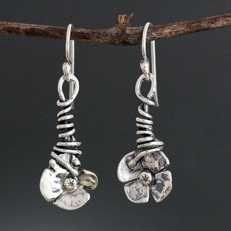 Wrapped Vine Dogwood Flower Earrings