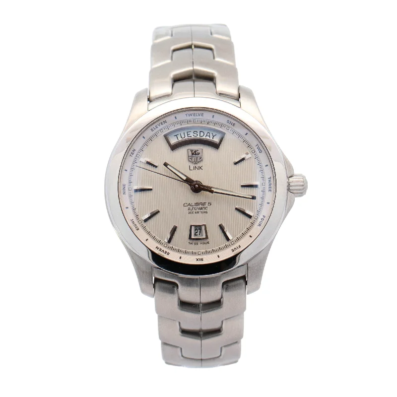 TAG Heuer Calibre 5 Stainless Steel 42mm Ivory Stick Dial Watch Ref# WJF2011.BA0592