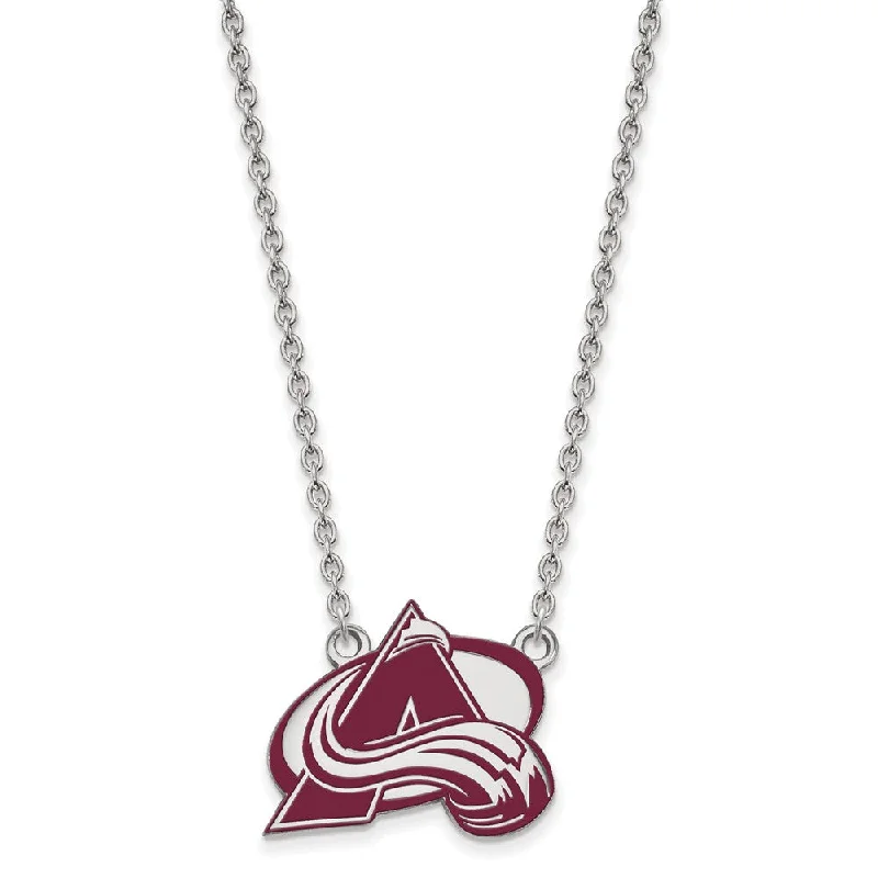 Sterling Silver NHL Avalanche LG Enamel Necklace, 18 Inch