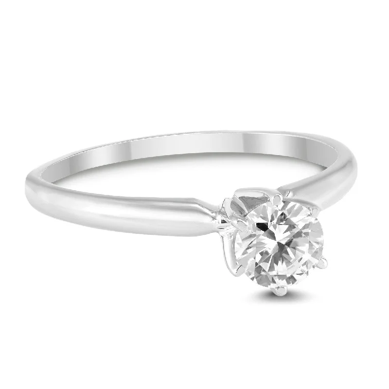 Marquee 1/2 Carat Round Diamond Solitaire Ring in 14K White Gold