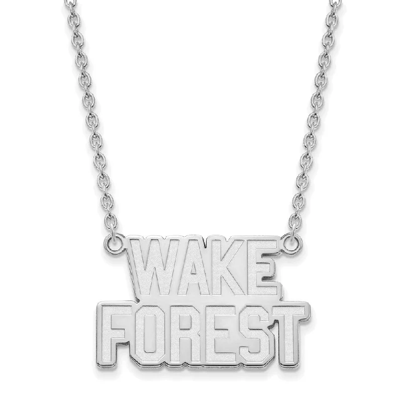 10k White Gold Wake Forest U Large Pendant Necklace