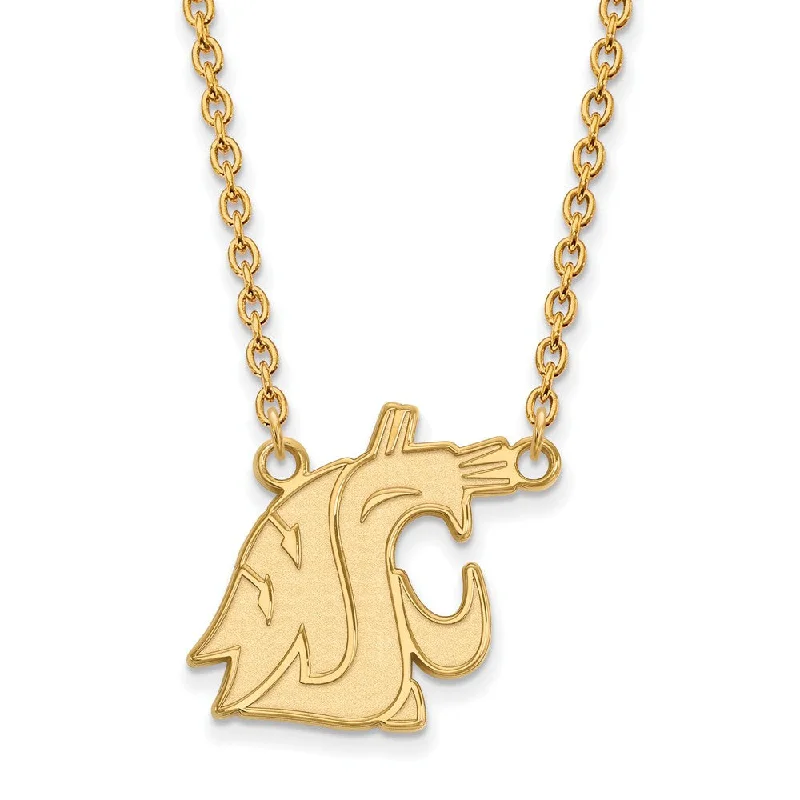 14k Gold Plated Silver Washington State Large Pendant Necklace