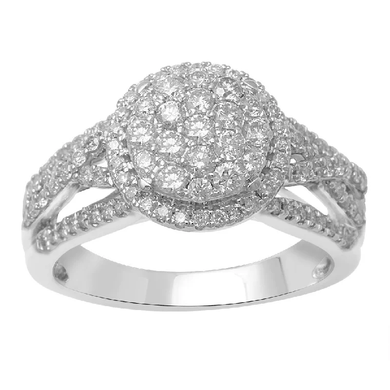 Flower Ring with 1.00ct of Diamonds in 9ct White Gold