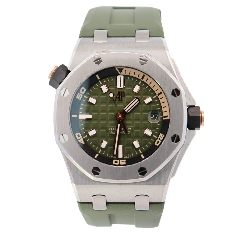 Audemars Piguet Royal Oak Offshore 42mm Stainless Steel Green Stick Dial Watch Reference# 15720ST.OO.A052CA.01