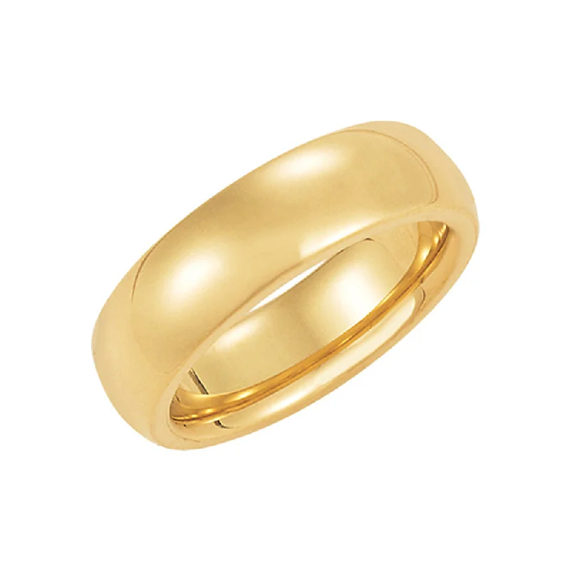 6mm Heavy Polished Domed Comfort Fit 14k Yellow Gold Band