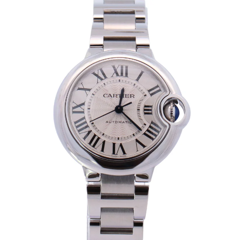 Cartier Ballon Bleu Stainless Steel 36mm Silver Roman Dial Watch  Reference #: WSBB0048