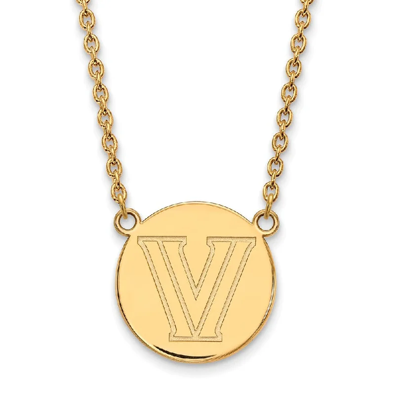 14k Gold Plated Silver Villanova U Large Disc Necklace