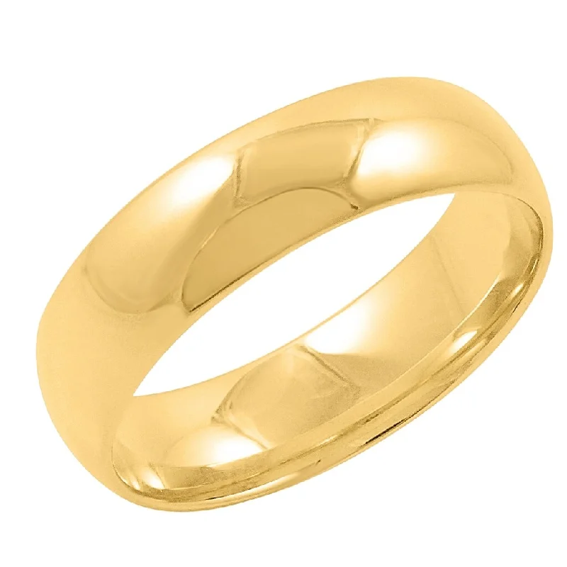 Men's Solid 14K Yellow Gold Classic 6mm Comfort Fit Plain Wedding Band (Available Ring Sizes 8-14)