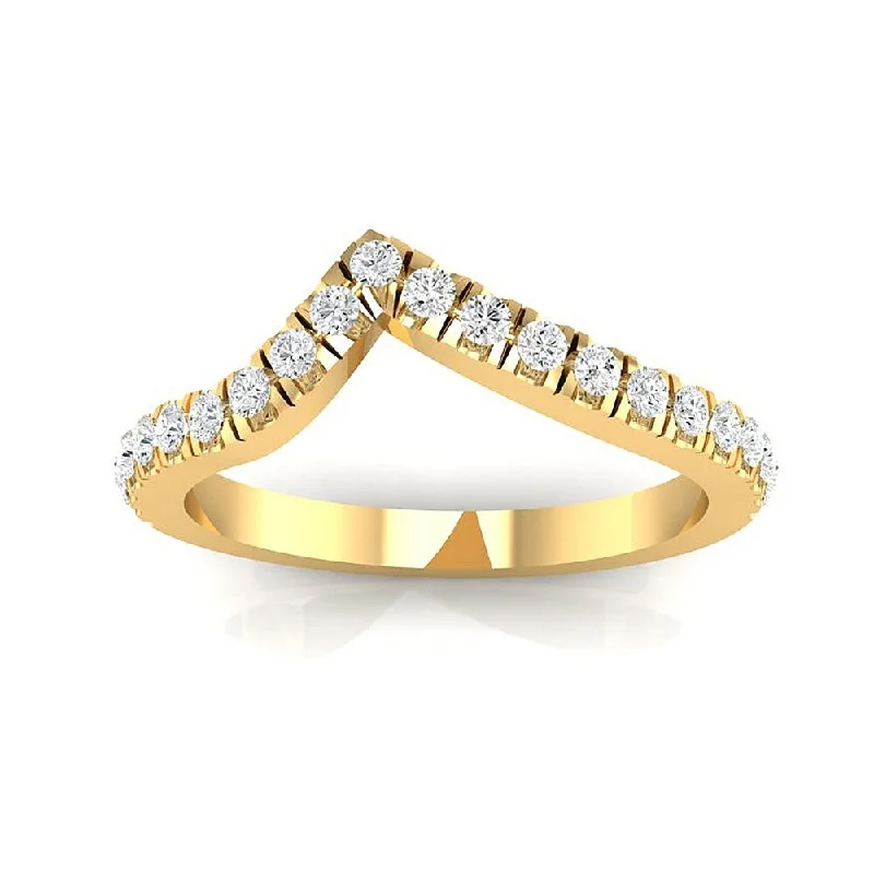 Auriya 14k Gold 3/8ctw Curved Diamond Wedding Band - Yellow