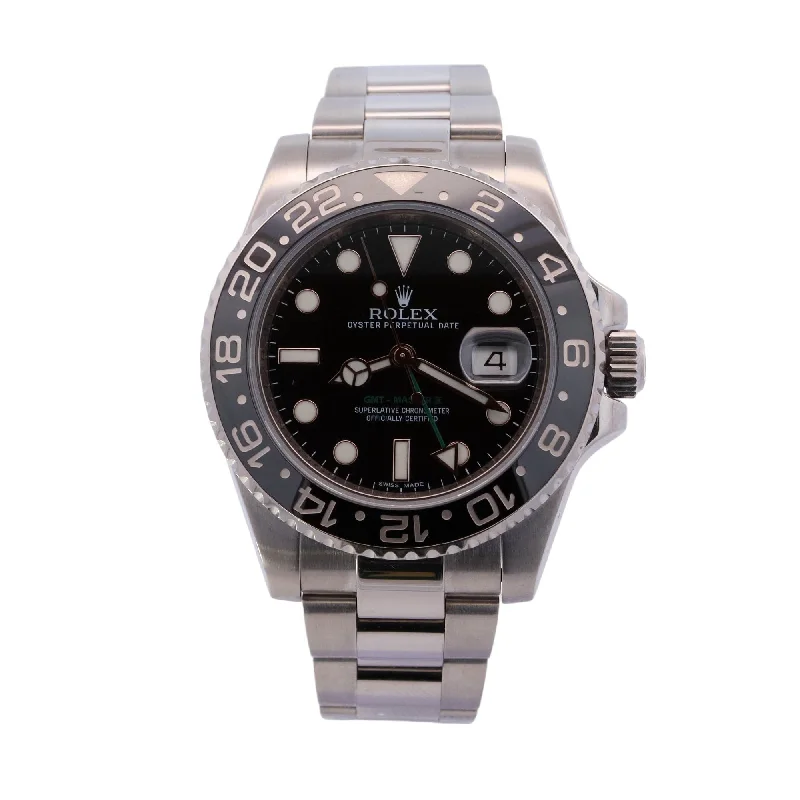 Rolex GMT-Master II Stainless Steel 40mm Black Dot Dial Watch Reference #: 116710LN