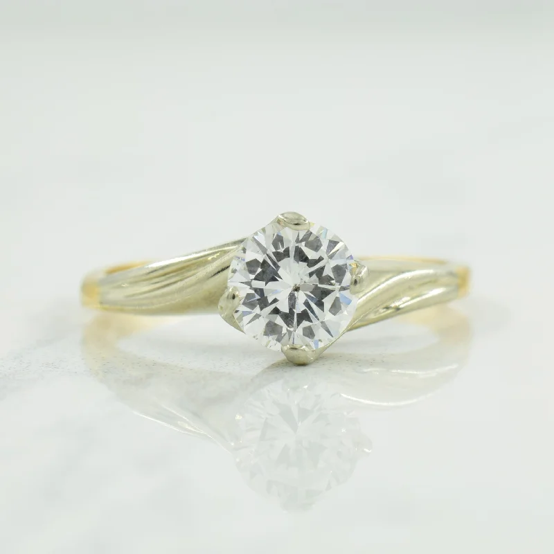 Solitaire Diamond Bypass Ring | 0.79ct | SZ 7.75 |