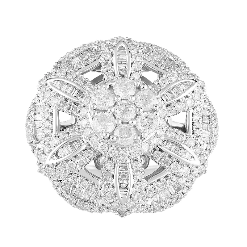 Flower Ring with 2.15ct of Diamonds in 9ct White Gold