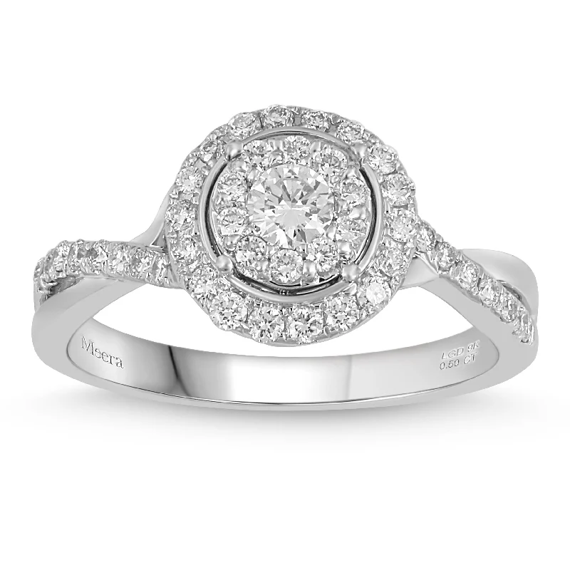 Meera Brilliant Halo Ring with 1/2ct of Laboratory Grown Diamonds in 9ct White Gold