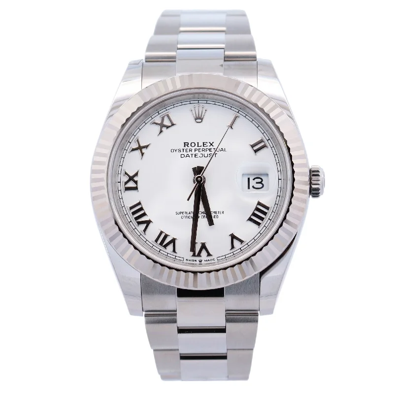 Rolex Datejust Stainless Steel 41mm White Roman Dial Watch Reference #: 126334