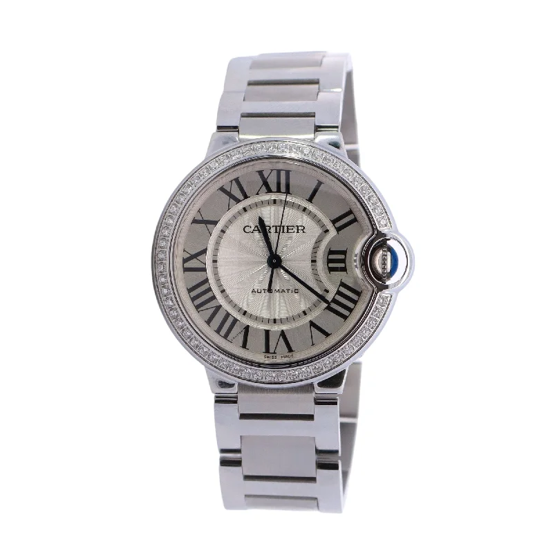 Cartier Ballon Bleu Stainless Steel 36mm Silver Roman Dial Watch Reference #: W4BB0024