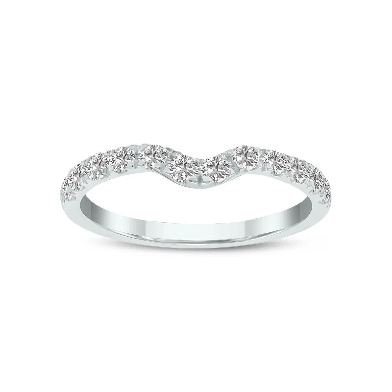 Marquee Jewels Almost 5/8 Carat TW Round Lab Grown Diamond Wedding Band in 14K White Gold