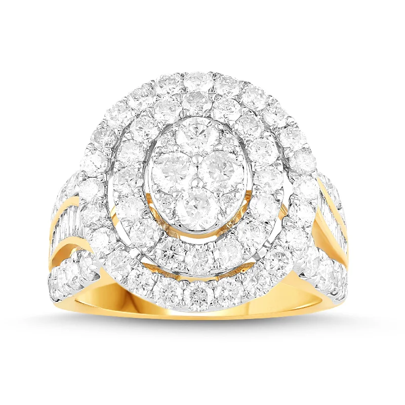 Oval Halo Ring with 3.00ct of Diamonds in 9ct Yellow Gold