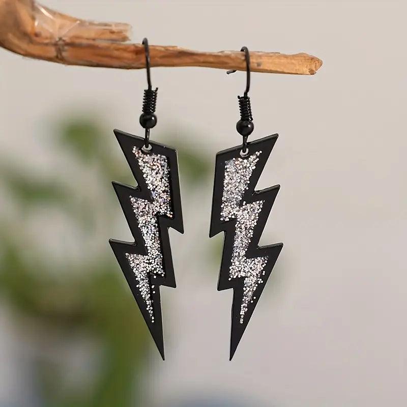 Glitter Lightning Bolt Earrings