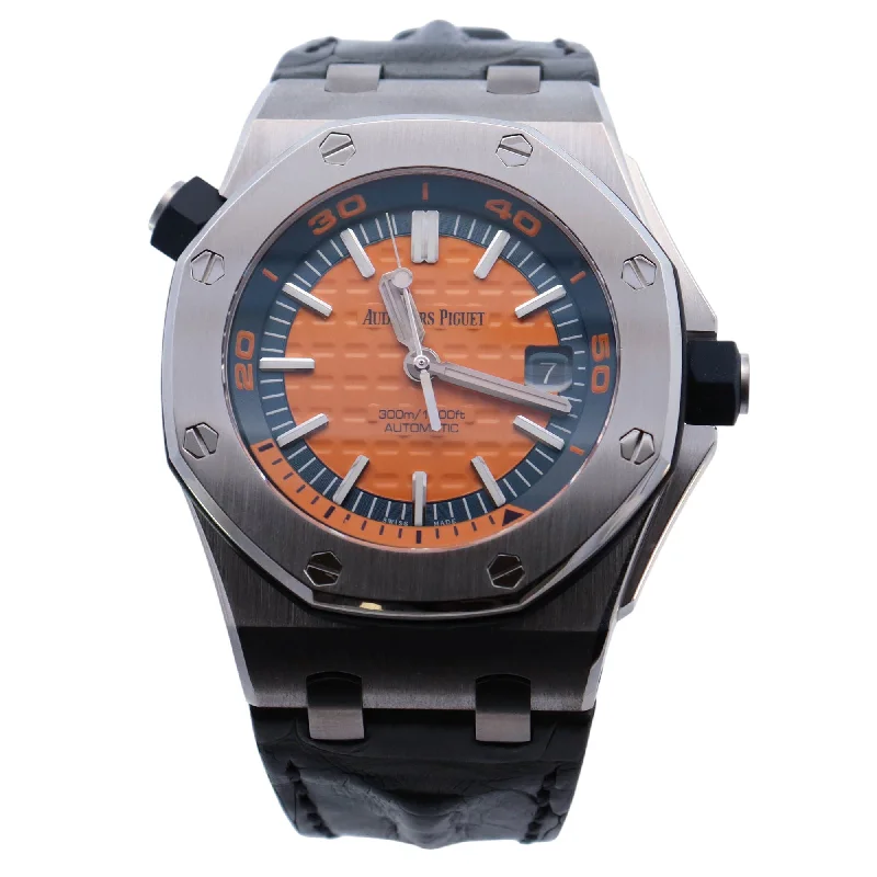 Audemars Piguet Royal Oak Offshore Diver Stainless Steel 42mm Orange/Blue Stick Dial Watch Reference# 15710ST.OO.A070CA.01