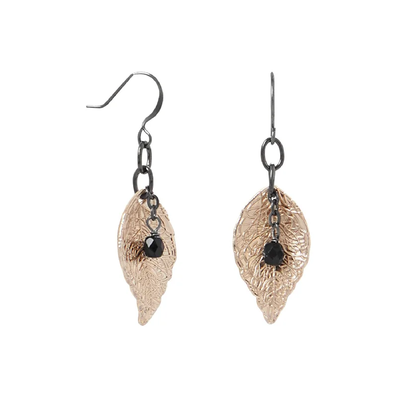 Two Tone Textured Leaf Fashion Earrings