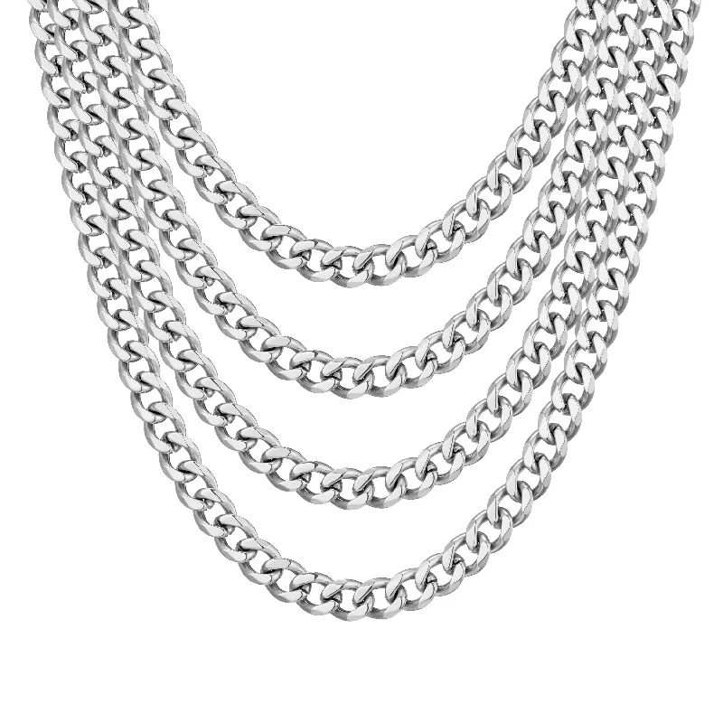 Men's 12mm Stainless Steel 18-24 Inch Cuban Curb Chain Necklace