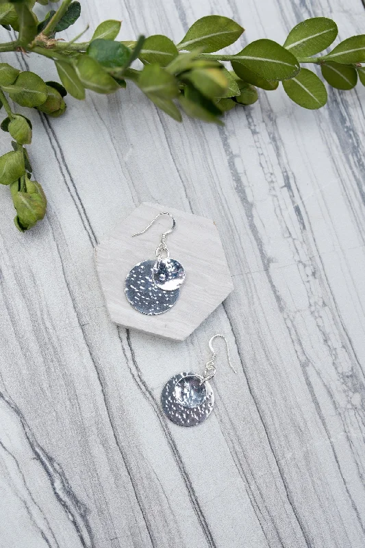 Silver Hammered Coin Earring