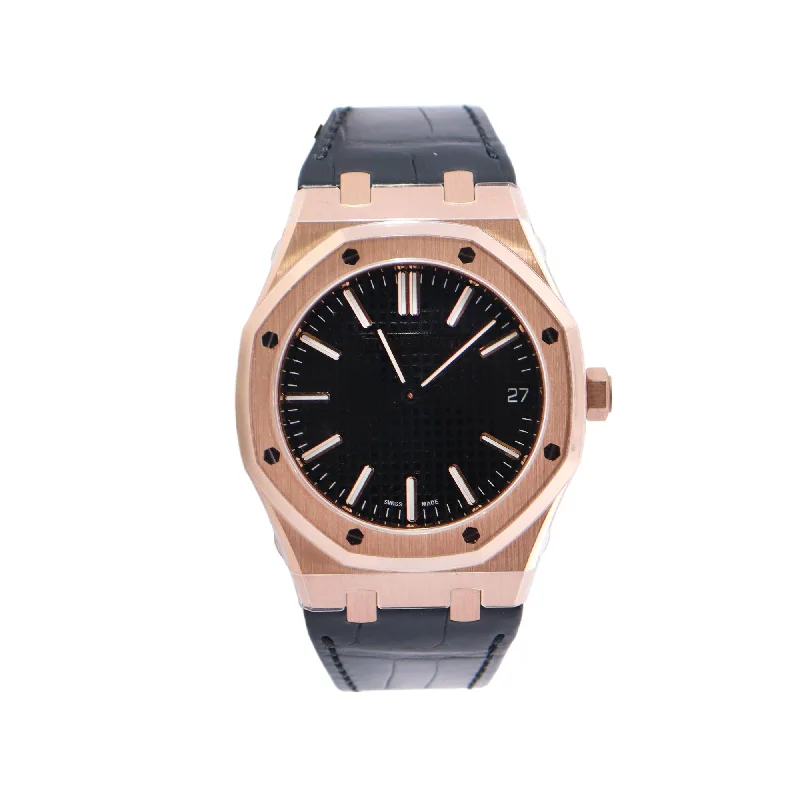 Audemars Piguet Royal Oak 41mm Rose Gold Black Stick Dial Watch Reference #: 15500OR.OO.D002CR.01